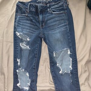 American Eagle mid waist distressed skinny  jeans